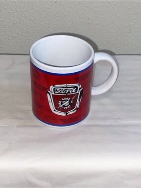 VTG,Completely FoMoCo Ford Red Mug with Blue Trim and White Handle Collectable